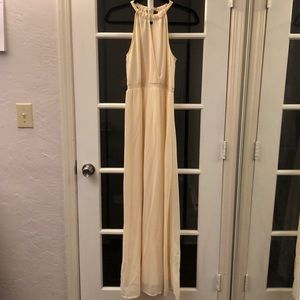 Cream Halter Neck Evening Gown